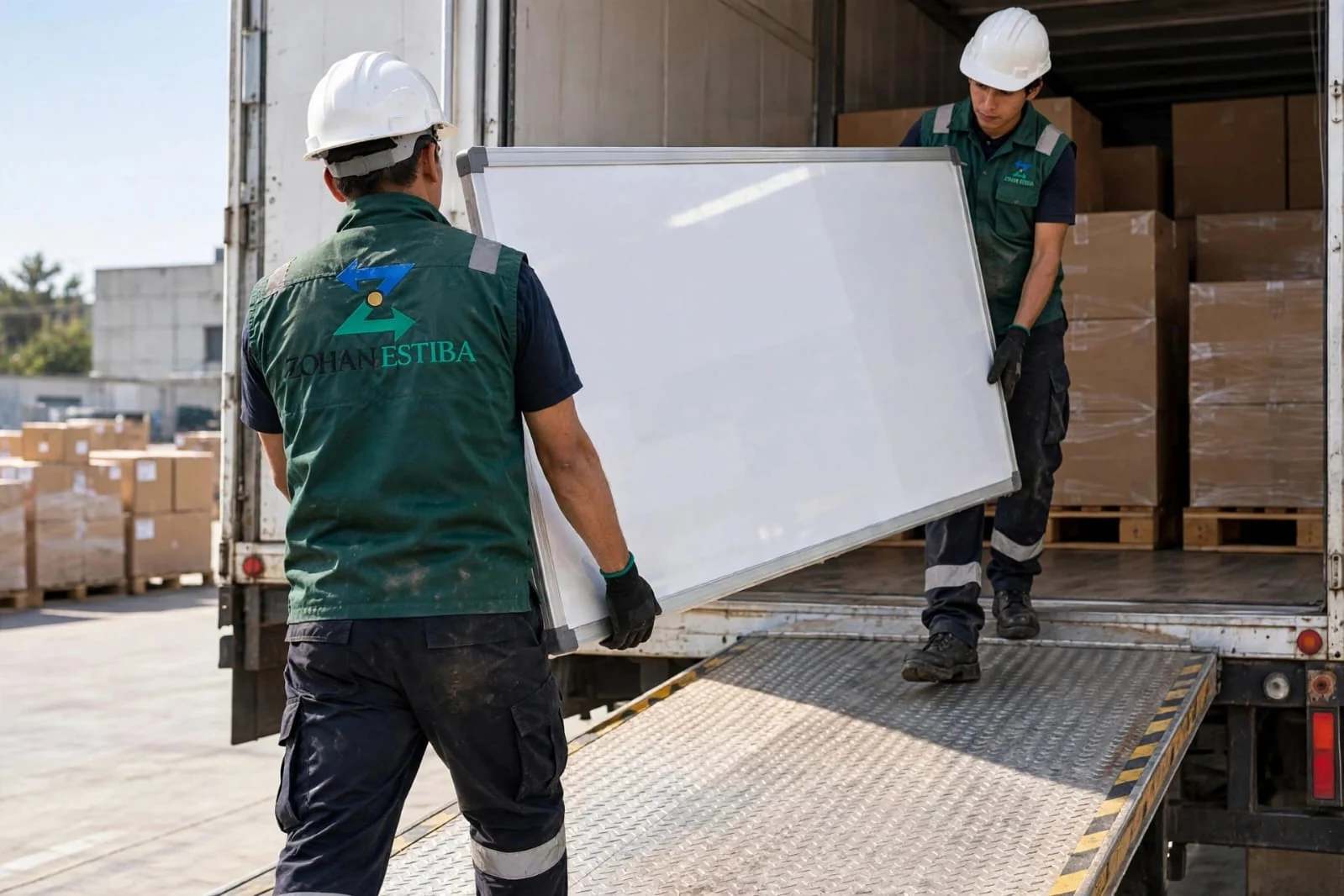Integrante del equipo ZOHAN ESTIBA en un almacén